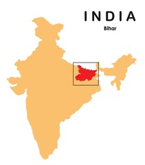 Bihar in India map