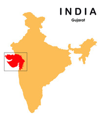 vector illustration of Gujarat in India map