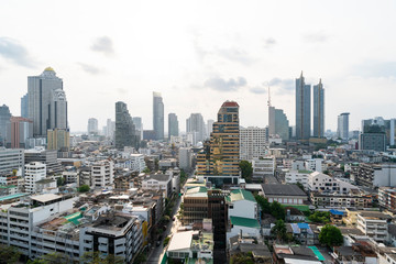 Cityscape of picturesque Bangkok at daytime from rooftop. Panoramic skyline of the biggest city in...