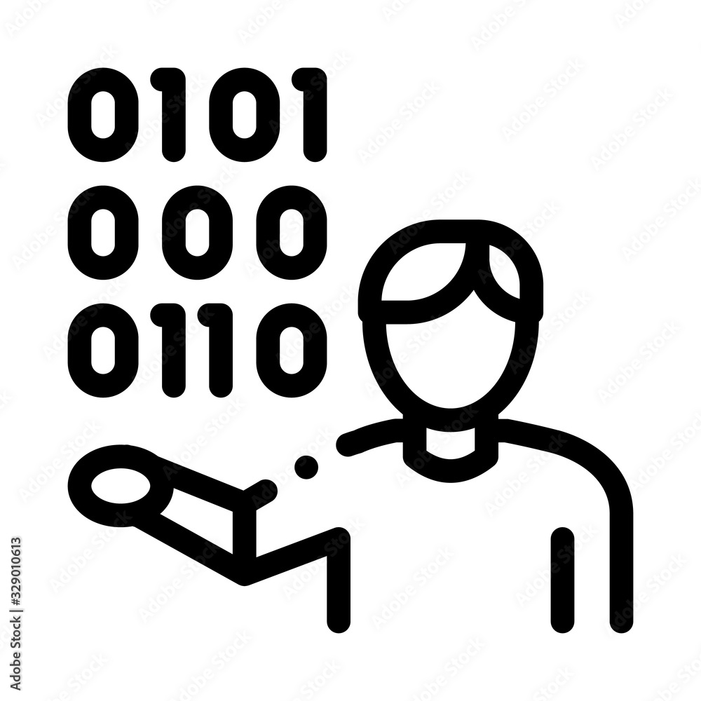 Aufkleber human binary code icon vector. outline human binary code sign. isolated contour symbol illustration