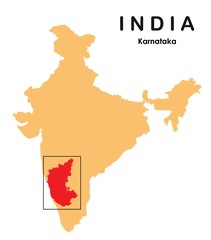 Fototapeta na wymiar Karnataka in India map