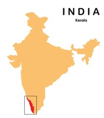 Fototapeta na wymiar Kerala in India map
