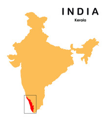 Kerala in India map. Kerala Map vector illustration
