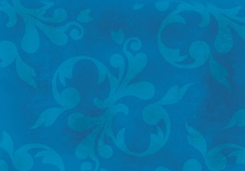 Fototapeta na wymiar Jugendstil viktorianisch floral Ornament auf Hintergrund blau blätter Textil Wand antik altes Papier Vorlage Layout Design Template Geschenk zeitlos schön alt barock edel rokoko elegant background 