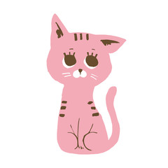 大人しく座っているピンクの猫