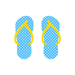 Blue flip flops isolated on white background. Beach slippers icon. Summer footwear. Vector Illustration
