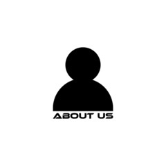 Simple black About Us sign isolated on white background