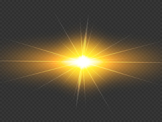 Obraz premium Glow isolated white transparent light effect set, lens flare, explosion, glitter, line, sun flash, spark and stars. Abstract special effect element design. Shine ray with lightning, sparkling round