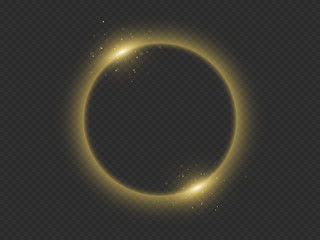 Set of abstract glowing circles. Light optical effect halo on transparent background. Vector illustration