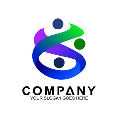 Family logo design in continuous line shape concept. Community care. Adoption and charity logo icon. Healthy People symbol.