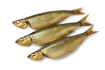 Three whole Bucklings, hot smoked herring