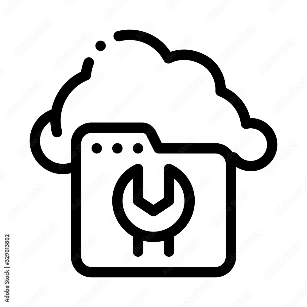 Poster fix cloud folder icon vector. outline fix cloud folder sign. isolated contour symbol illustration