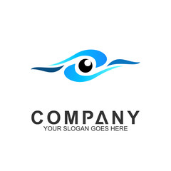 Eye + wave logo design concept. Vision icon. Eye care vector logo.