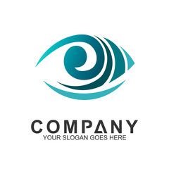 Eye + wave logo design concept. Vision icon. Eye care vector logo.