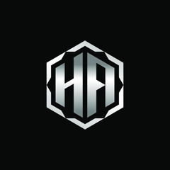 Initial Letters HA Hexagon Logo Design