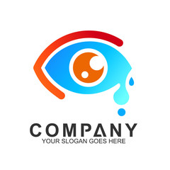 Tear logo. Vector logo of eye with water drop logo. Vision icon. Eye care vector logo.