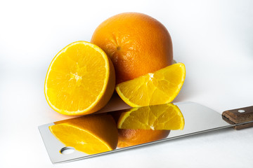 Orange fruits isolated on white background. Orange Clipping Path. Orange collection