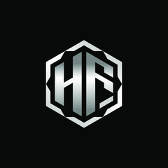 Initial Letters HF Hexagon Logo Design