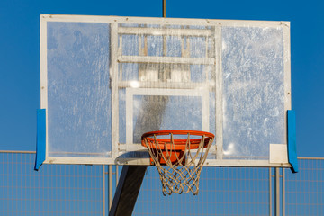 Close-up view on the transparent basketball board