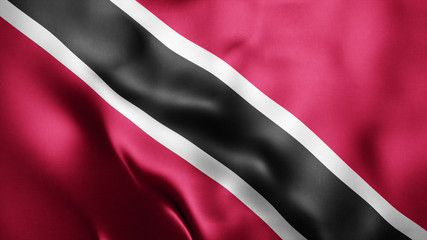 3d Rendered Realistic fabric Shiny Silky waving flag of Trinidad and Tobago 8K Illustration Flag Background Trinidad and Tobago National Flag