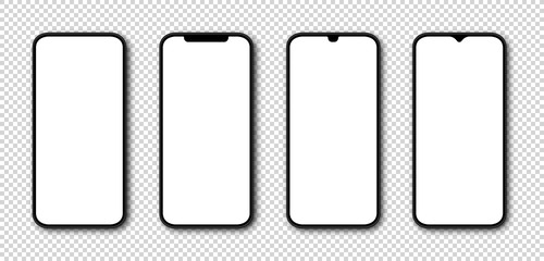Phone with White Screen. Smartphone mockup. Cell Phone with white Screen. Template mockup smartphone in realistic design. Vector illustration