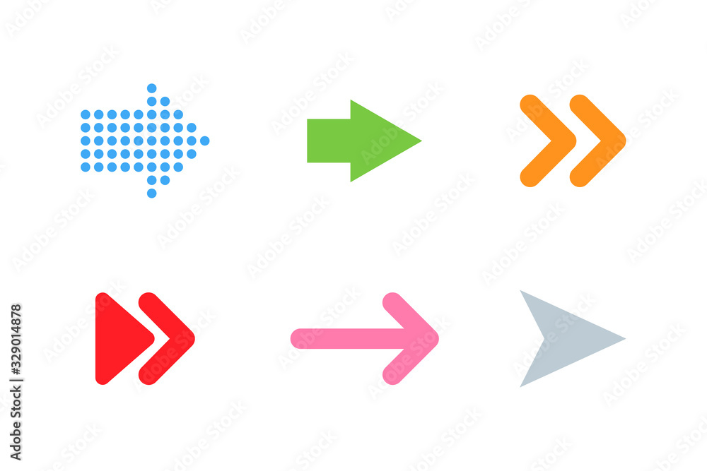 Poster arrows colorful icons. arrow. arrow icons, isolated on white background. cursors different color in 
