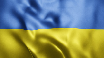 3d Rendered Realistic fabric Shiny Silky waving flag of Ukraine 8K Illustration Flag Background Ukraine National Flag