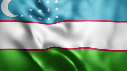 3d Rendered Realistic fabric Shiny Silky waving flag of Uzbekistan 8K Illustration Flag Background Uzbekistan National Flag