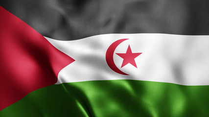  3d Rendered Realistic fabric Shiny Silky waving flag of Western Sahara 8K Illustration Flag Background Western Sahara National Flag