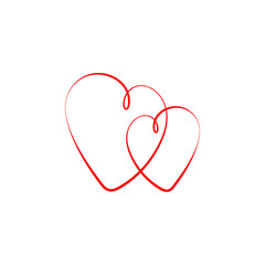Hearts  vector icons. Red heart, isolated on white background. Love icon. Two Hearts in modern flat design. Vector illustration