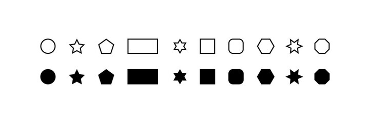 Geometric Shapes. Geometric shapes, isolated on white background. Shapes in a row, modern flat and linear design. Geometric abstract. Vector illustration