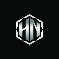 Initial Letters HN Hexagon Logo Design