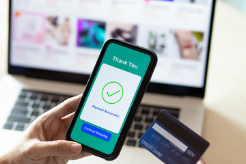 using smartphone and credit card online shopping