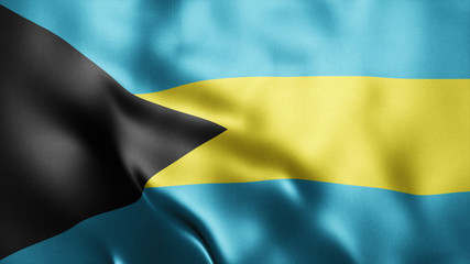 3d Rendered Realistic fabric Shiny Silky waving flag of Bahamas 8K Illustration Flag Background Bahamas National Flag