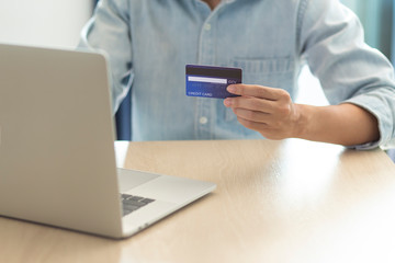 Using Laptop Online Shopping Payment Option Credit Card Successful and Continue Shopping