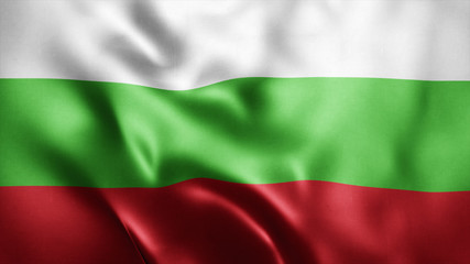 3d Rendered Realistic fabric Shiny Silky waving flag of Bulgaria 8K Illustration Flag Background Bulgaria National Flag