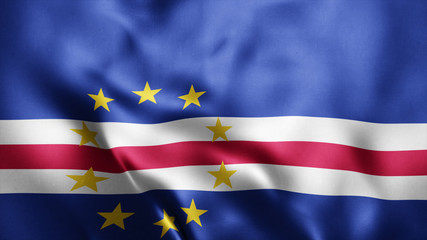 3d Rendered Realistic fabric Shiny Silky waving flag of Cape Verde 8K Illustration Flag Background Cape Verde National Flag