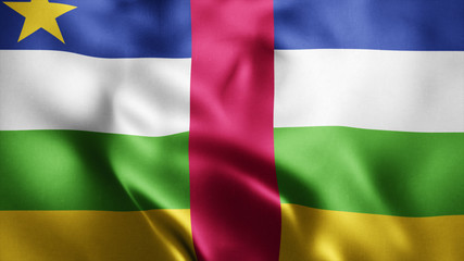 3d Rendered Realistic fabric Shiny Silky waving flag of Central African Republic 8K Illustration Flag Background Central African Republic National Flag