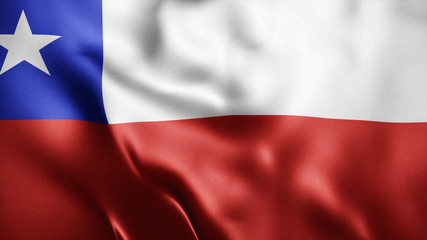 3d Rendered Realistic fabric Shiny Silky waving flag of Chile 8K Illustration Flag Background Chile National Flag