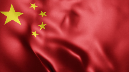 3d Rendered Realistic fabric Shiny Silky waving flag of China 8K Illustration Flag Background China National Flag
