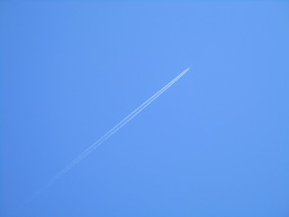 Plane flying in the clear blue sky