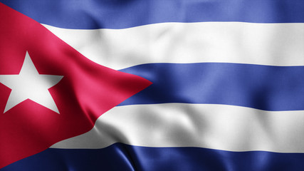  3d Rendered Realistic fabric Shiny Silky waving flag of Cuba 8K Illustration Flag Background Cuba National Flag