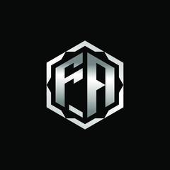Initial Letters FA Hexagon Logo Design