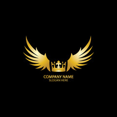 winged crown golden logo / vector illustration.
