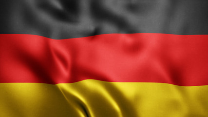 3d Rendered Realistic fabric Shiny Silky waving flag of Germany. 8K Illustration Flag Background Germany. National Flag