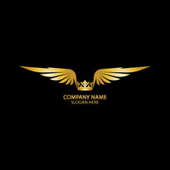 winged crown golden logo / vector illustration.