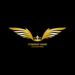 Obraz premium winged crown golden logo / vector illustration.
