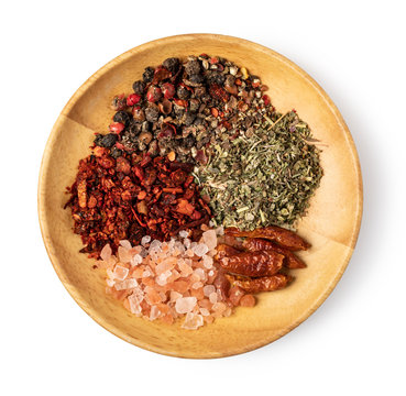 mixture peppers on white