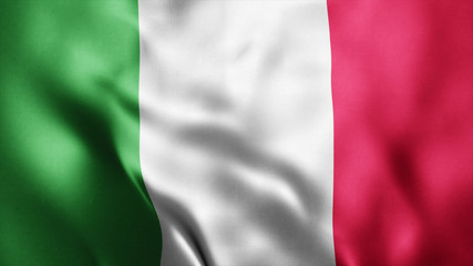 3d Rendered Realistic fabric Shiny Silky waving flag of Italy 8K Illustration Flag Background Italy National Flag