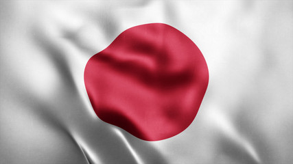 d Rendered Realistic fabric Shiny Silky waving flag of Japan 8K Illustration Flag Background Japan National Flag
